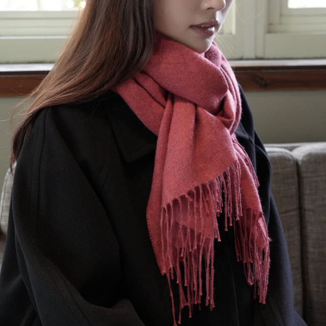 秘魯頂級皇家羊駝毛Royal Alpaca寬版圍巾披肩-酒漬蕃茄BF15