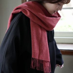 秘魯頂級皇家羊駝毛Royal Alpaca寬版圍巾披肩-酒漬蕃茄BF15