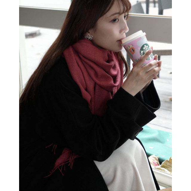 秘魯頂級皇家羊駝毛Royal Alpaca寬版圍巾披肩-酒漬蕃茄BF15