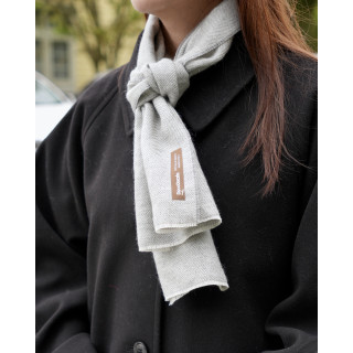 秘魯頂級皇家羊駝毛Royal Alpaca短版圍巾-經典霧灰人字紋BF16