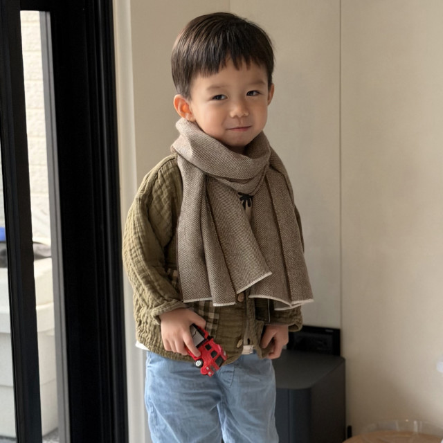 秘魯頂級皇家羊駝毛Royal Alpaca短版圍巾-摩卡慕斯人字紋BF13