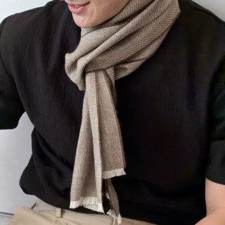 秘魯頂級皇家羊駝毛Royal Alpaca圍巾-摩卡慕斯人字紋BF06