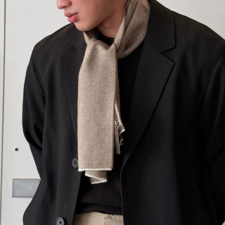 秘魯頂級皇家羊駝毛Royal Alpaca短版圍巾-摩卡慕斯人字紋BF13