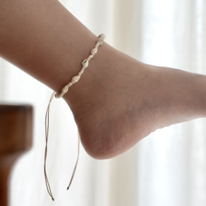 峇里島手工可調式貝殼腳鍊-優雅小貝殼