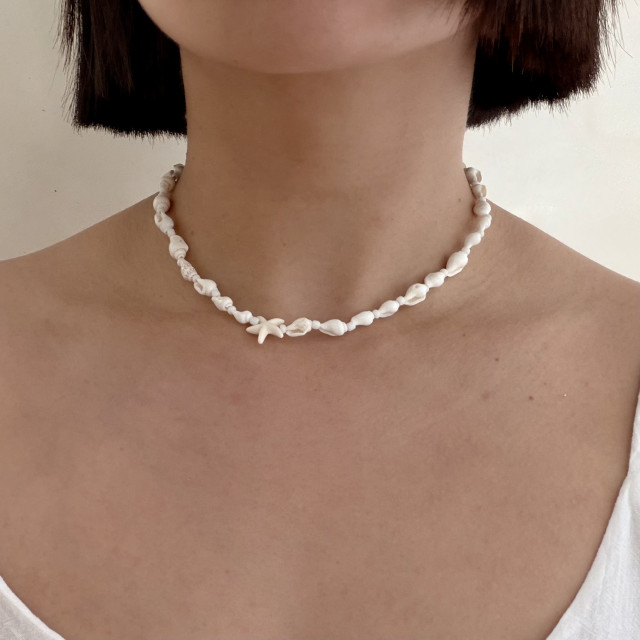 峇里島手工可調式貝殼項鍊-小貝殼海星