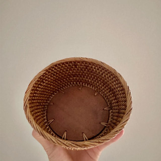 印尼手工藤編圓形拼接置物籃