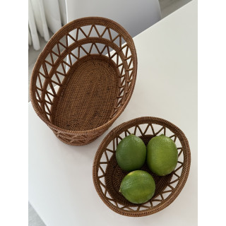 印尼手工藤編橢圓ATA單層編織籃