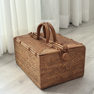 印尼手工ATA藤編野餐盒