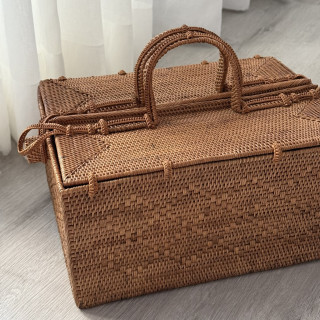 印尼手工ATA藤編野餐盒