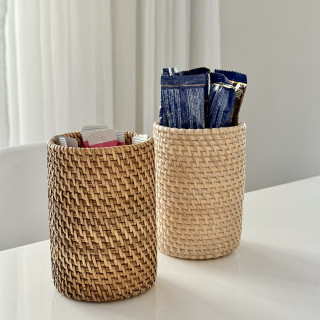 印尼手工藤編萬用桌上收納桶
