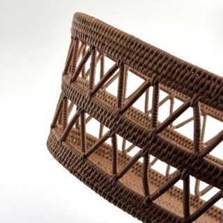 印尼手工藤編橢圓ATA雙層編織籃