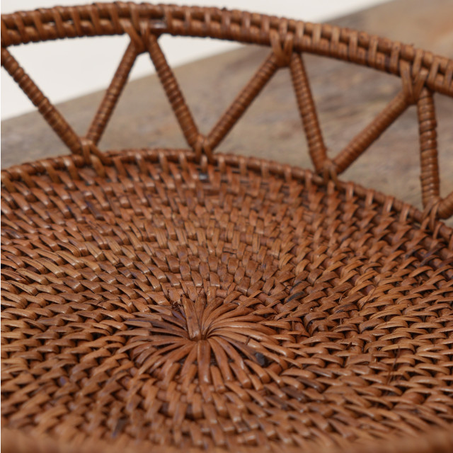 印尼手工ATA藤編圓型簍空置物籃