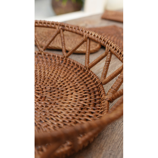 印尼手工ATA藤編圓型簍空置物籃