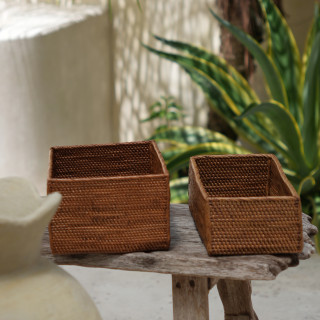 印尼手工ATA藤編長方型置物籃（中）