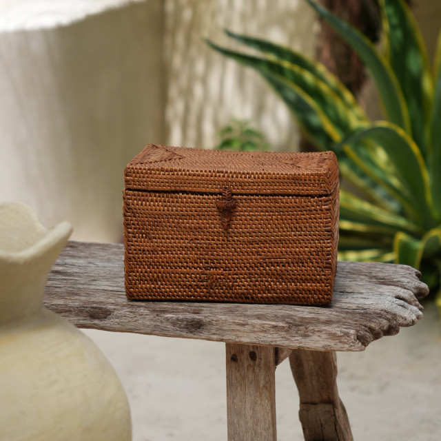 印尼手工ATA藤編帶蓋收納盒