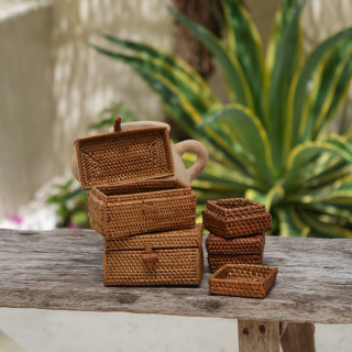 印尼手工ATA藤編長方形飾品盒