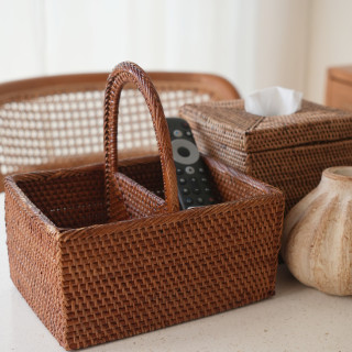 印尼手工ATA藤編帶蓋收納盒