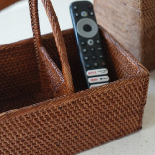 印尼手工ATA藤編帶蓋收納盒