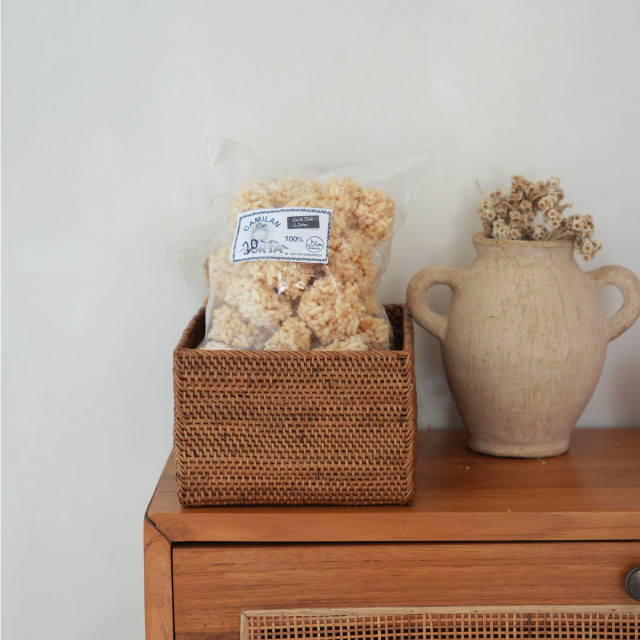 印尼手工ATA藤編長方型置物籃（中）