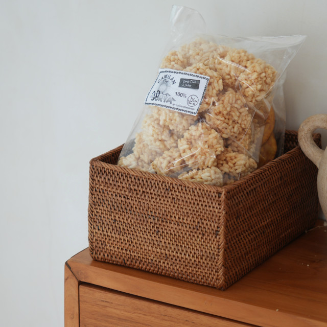 印尼手工ATA藤編長方型置物籃（中）