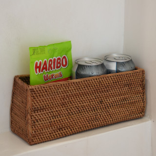 印尼手工ATA藤編長方扁型置物籃（小）