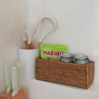 印尼手工ATA藤編長方扁型置物籃（小）