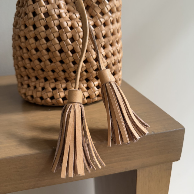 印尼手工真皮編織水桶包