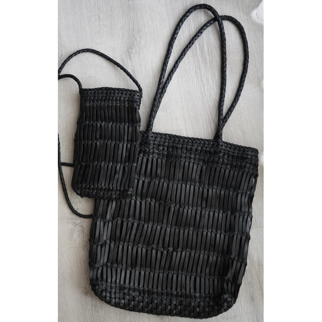 手工皮革編織托特包