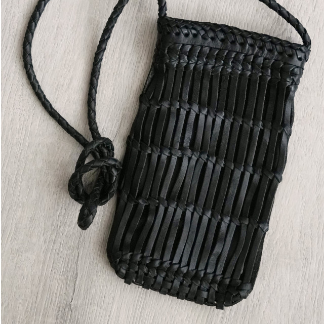 手工皮革編織隨身包