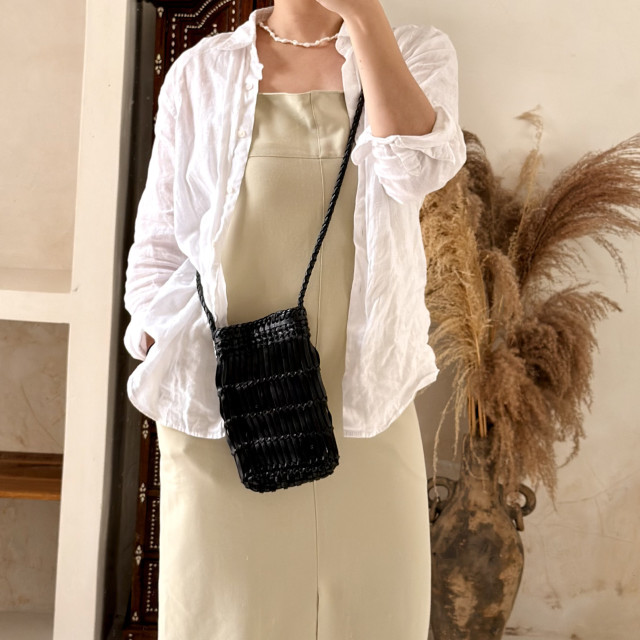 手工皮革編織隨身包