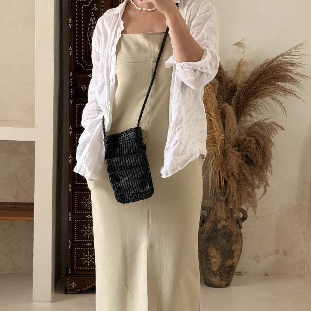 手工皮革編織隨身包