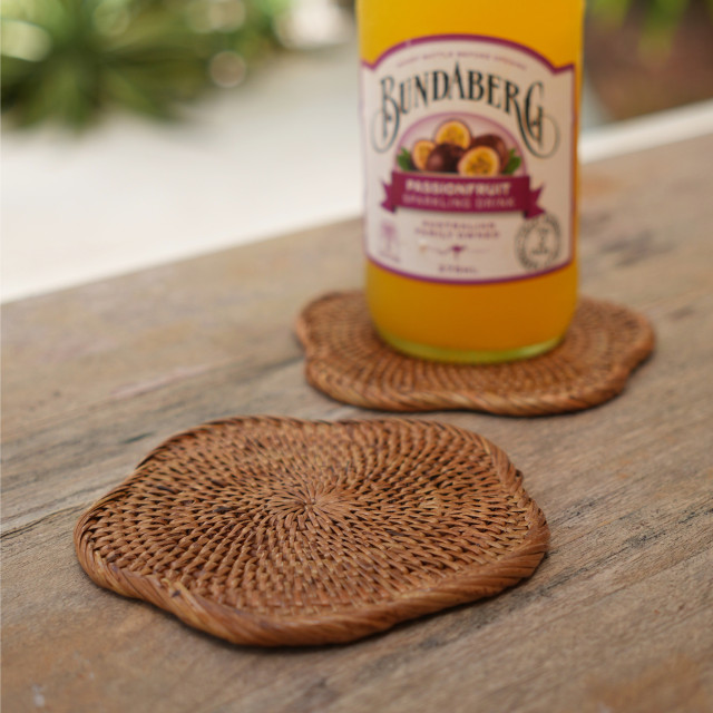 印尼手工ATA藤編杯墊-花