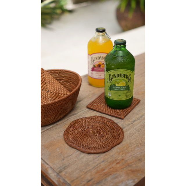 印尼手工藤編方形杯墊