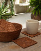印尼手工藤編方形杯墊