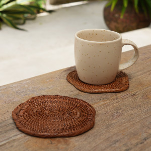 印尼手工ATA藤編杯墊-花