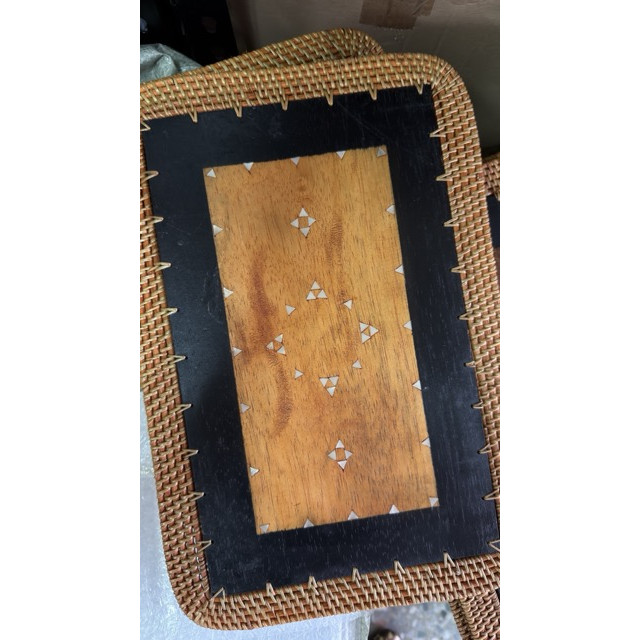 【不完美系列】印尼手工藤編長方形圓角圖騰餐墊