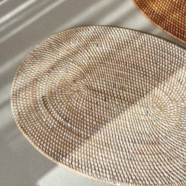 印尼手工Rattan藤編橢圓餐墊二件組