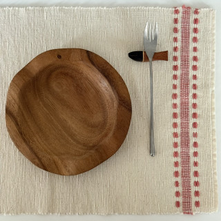 泰國手工純棉布餐墊-白粉色