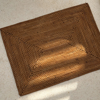 印尼手工ATA藤編花紋餐墊-直角