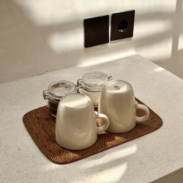 印尼手工ATA藤編花紋餐墊-圓角