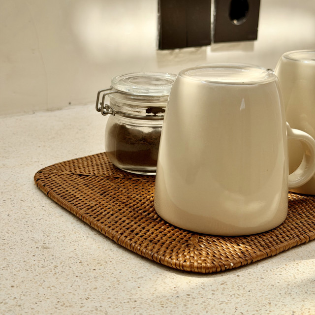 印尼手工ATA藤編花紋餐墊-圓角