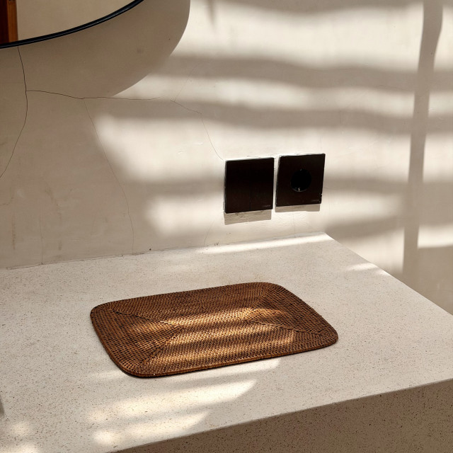 印尼手工ATA藤編花紋餐墊-圓角