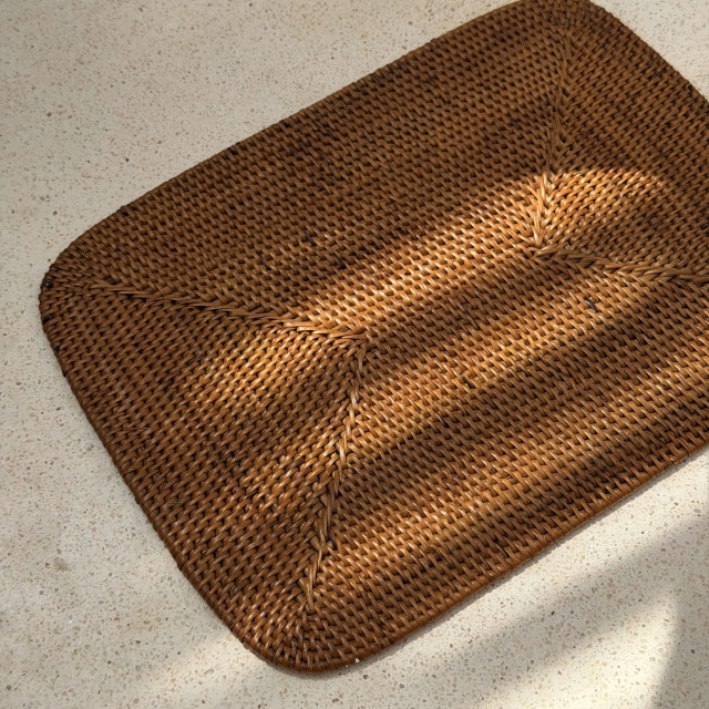 印尼手工ATA藤編花紋餐墊-圓角