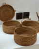 印尼手工ATA藤編圓形三層野餐盒