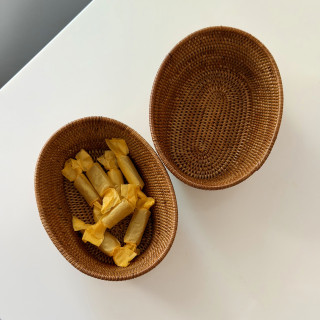 印尼手工藤編經典橢圓ATA置物籃（小）