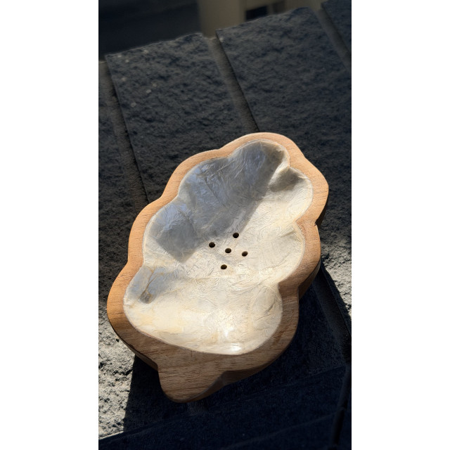 印尼手工貝殼木頭碟肥皂盒-樹