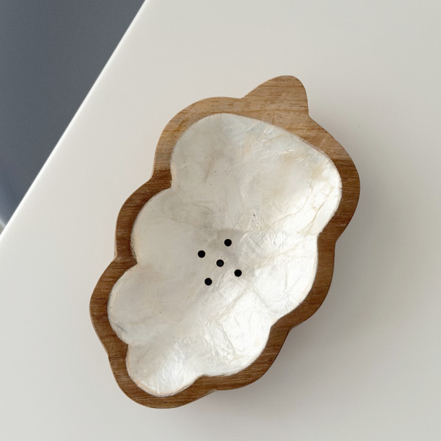 印尼手工貝殼木頭碟肥皂盒-樹