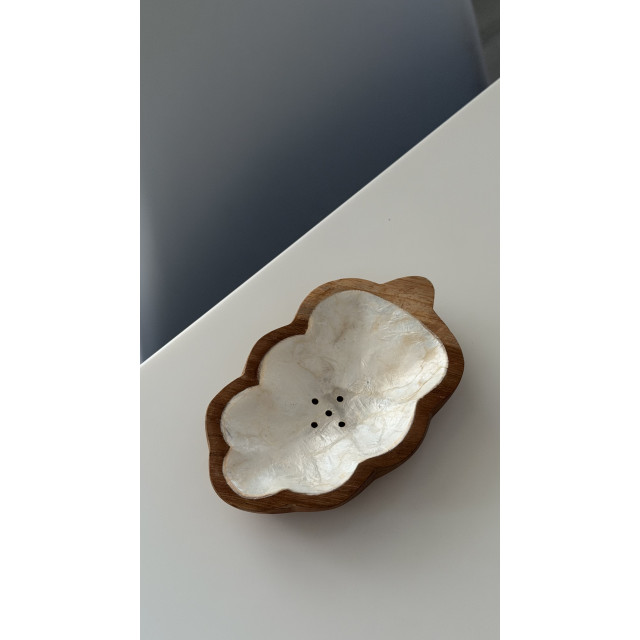 印尼手工貝殼木頭碟肥皂盒-樹