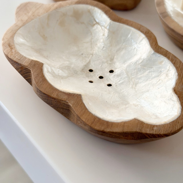 印尼手工貝殼木頭碟肥皂盒-樹