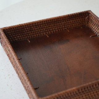 印尼手工ATA藤編方型拼木盤